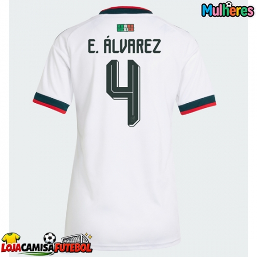 Camisa de Futebol México Edson Alvarez #4 Equipamento Secundário Mulheres Mundo 2026 Manga Curta
